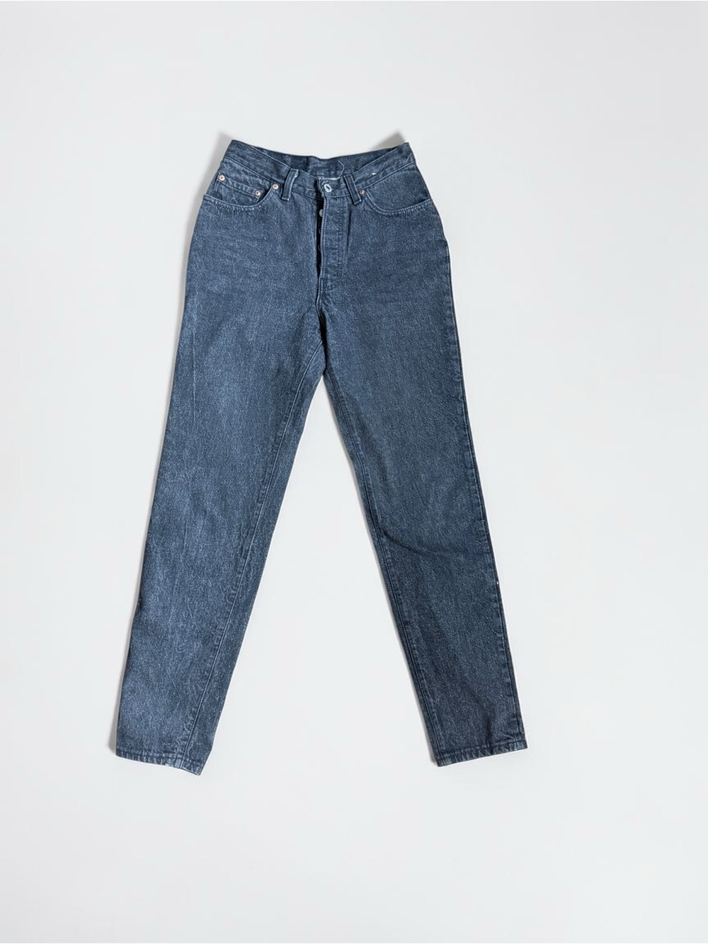 Vintage 501’s, Made in the USA Levi's Straight-Leg Jeans in washed Black.